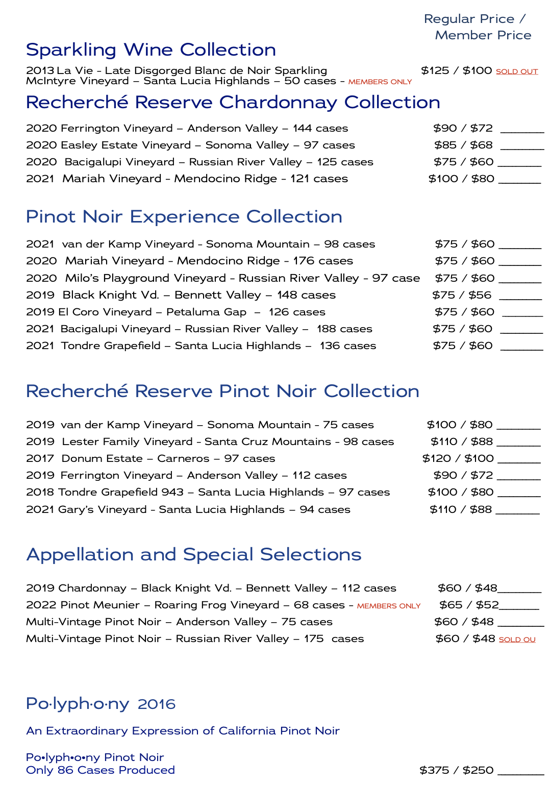Summer Wine List